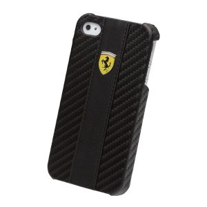  Ferrari Leather Hard Case Challenge Black for iPhone 4/4S (FECHIP4G)